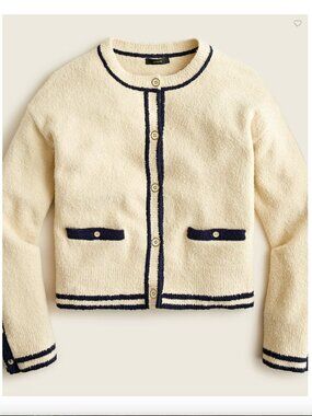 J Crew Cotton bouclé cardigan sweater